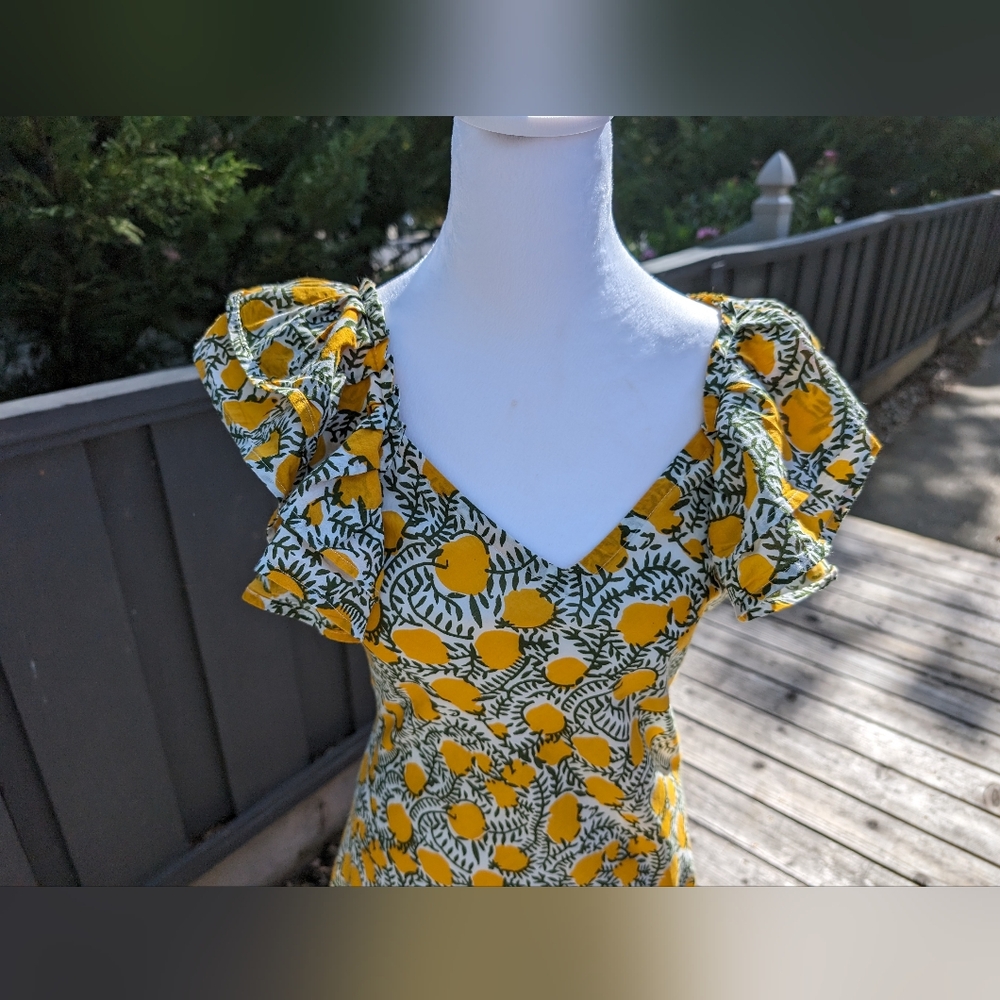 Floral Yellow Ruffle Dress - Picture 10 of 10